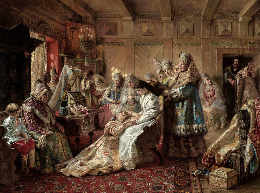 painting of russian bride scene