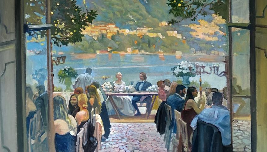 event painting on lake como