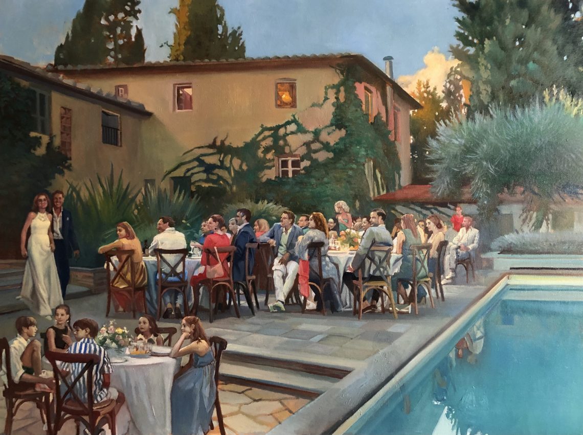 Event painting of celebration in Tuscany